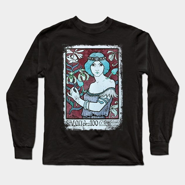 Art Nouveau - Paul Berthon Alphonse Mucha Vintage Fantasy Long Sleeve T-Shirt by AltrusianGrace